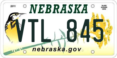 NE license plate VTL845