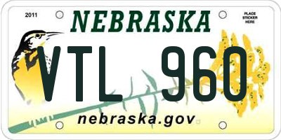 NE license plate VTL960