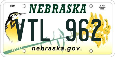 NE license plate VTL962