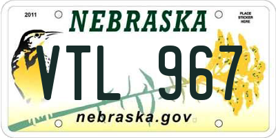 NE license plate VTL967