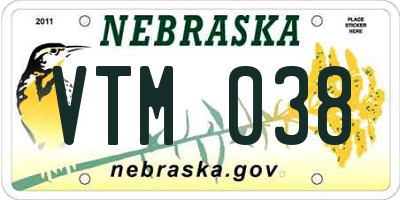 NE license plate VTM038