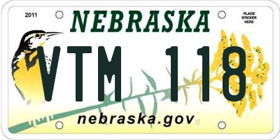 NE license plate VTM118