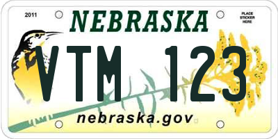 NE license plate VTM123