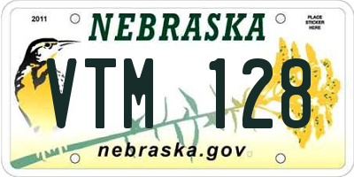 NE license plate VTM128