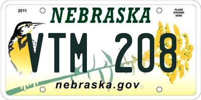 NE license plate VTM208