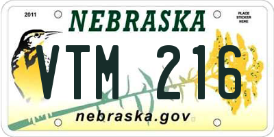 NE license plate VTM216