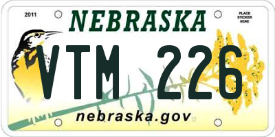 NE license plate VTM226