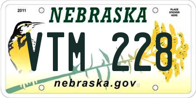 NE license plate VTM228