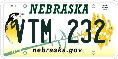 NE license plate VTM232