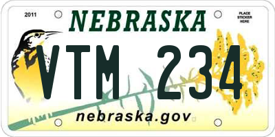 NE license plate VTM234