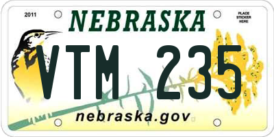 NE license plate VTM235