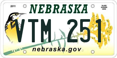 NE license plate VTM251