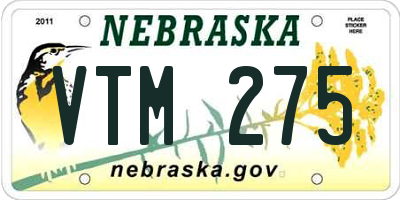 NE license plate VTM275