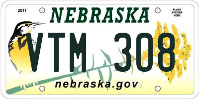 NE license plate VTM308