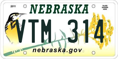 NE license plate VTM314