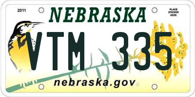 NE license plate VTM335