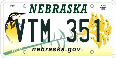 NE license plate VTM351