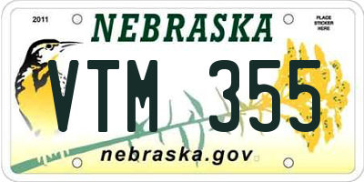 NE license plate VTM355