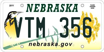 NE license plate VTM356