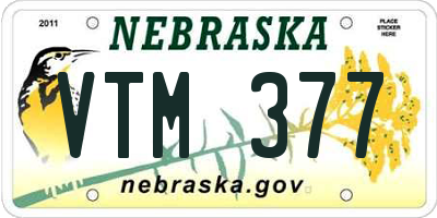 NE license plate VTM377