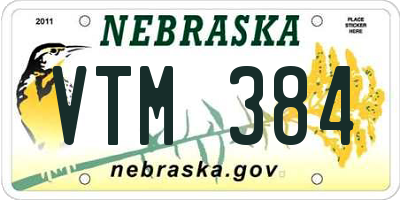 NE license plate VTM384
