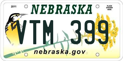 NE license plate VTM399
