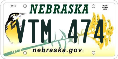 NE license plate VTM474