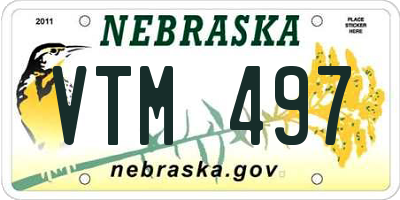 NE license plate VTM497