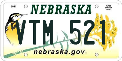 NE license plate VTM521
