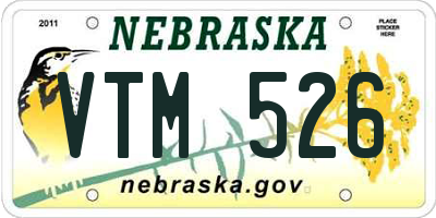 NE license plate VTM526