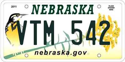 NE license plate VTM542
