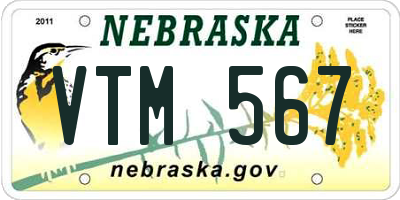 NE license plate VTM567