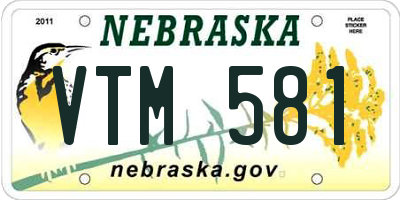 NE license plate VTM581