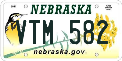 NE license plate VTM582