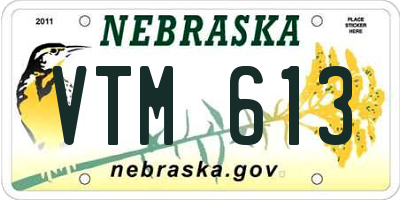 NE license plate VTM613