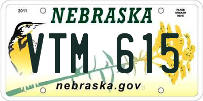 NE license plate VTM615