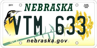 NE license plate VTM633