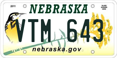 NE license plate VTM643