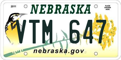 NE license plate VTM647