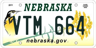 NE license plate VTM664