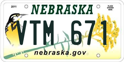 NE license plate VTM671