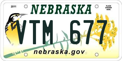 NE license plate VTM677