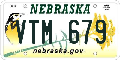 NE license plate VTM679