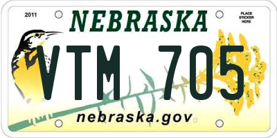 NE license plate VTM705