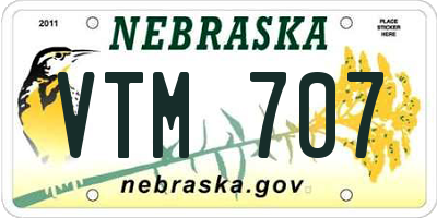 NE license plate VTM707