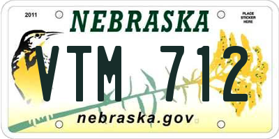 NE license plate VTM712