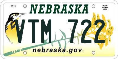 NE license plate VTM722