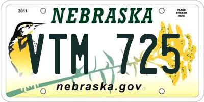 NE license plate VTM725