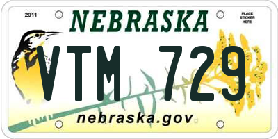 NE license plate VTM729