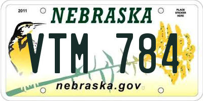NE license plate VTM784